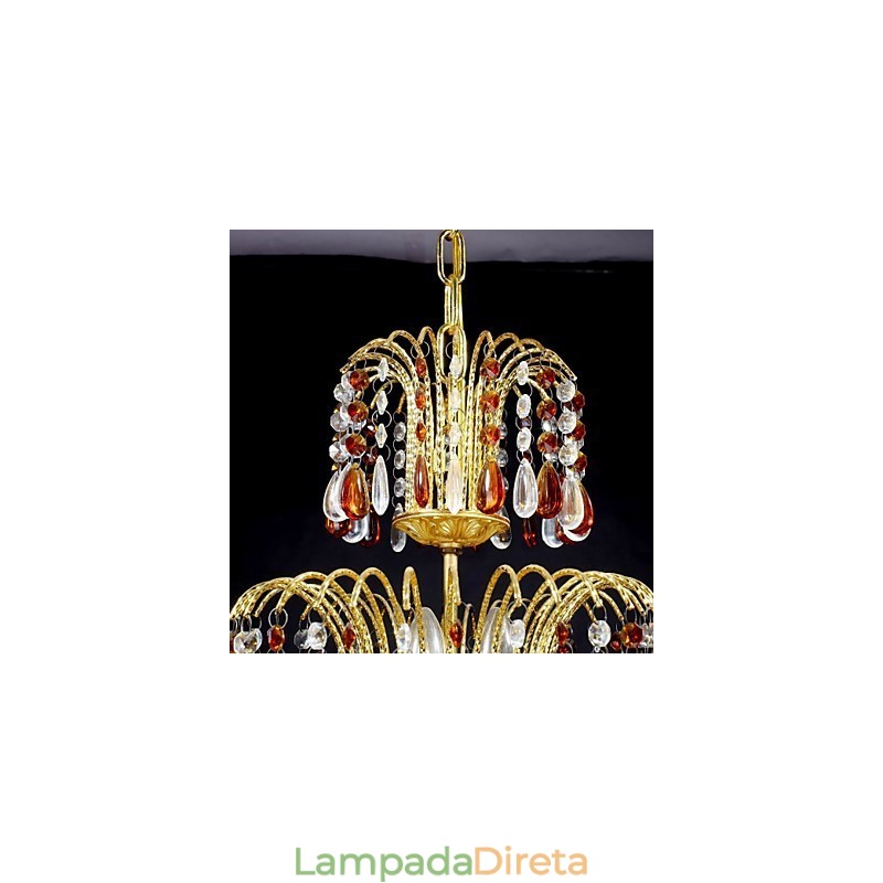 Lustre de metal com pintura de cristal clássico tradicional