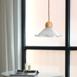 Luminária pendente moderna de vidro com renda, luminária pendente de cabeça única