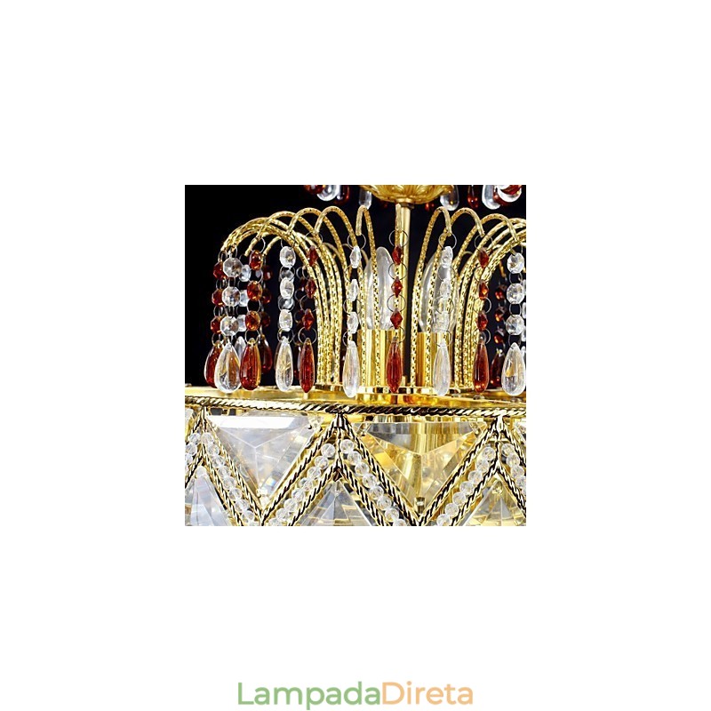 Lustre de metal com pintura de cristal clássico tradicional