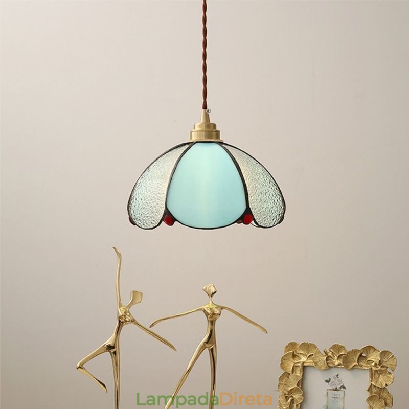 Luminária pendente minimalista de vidro com pétalas, luminária pendente de vidro de cabeça única