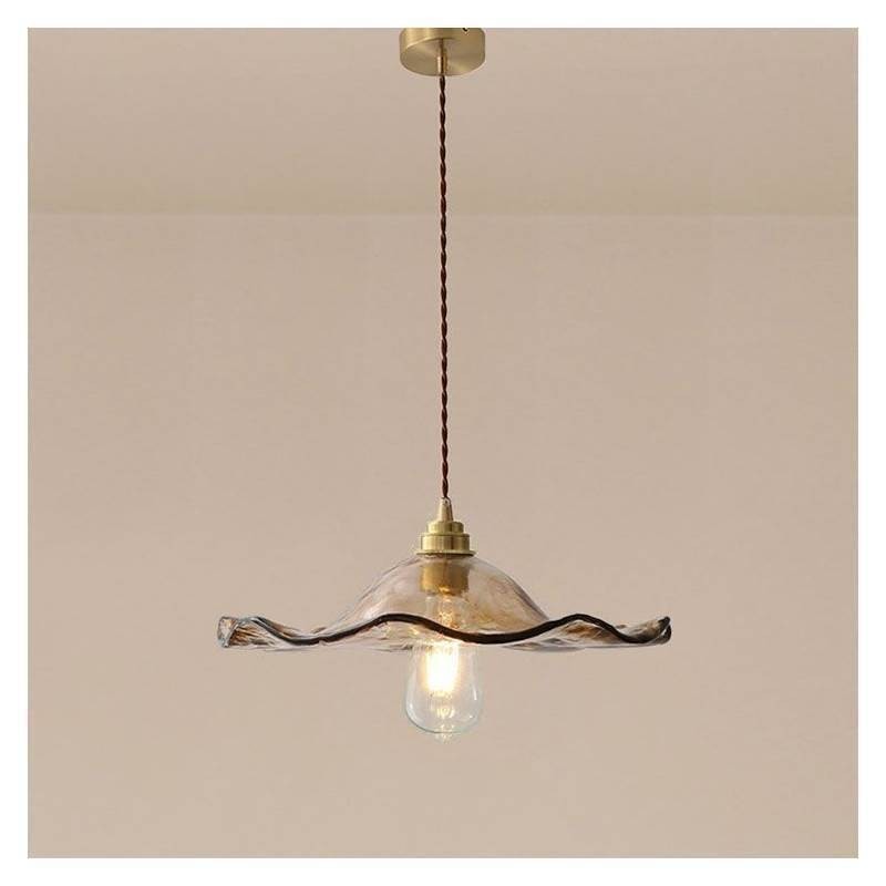 Luminária pendente de vidro com folha de lótus Luminária decorativa criativa