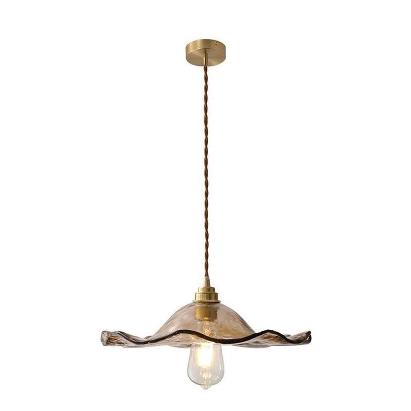 Luminária pendente de vidro com folha de lótus Luminária decorativa criativa