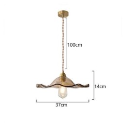 Luminária pendente de vidro com folha de lótus Luminária decorativa criativa
