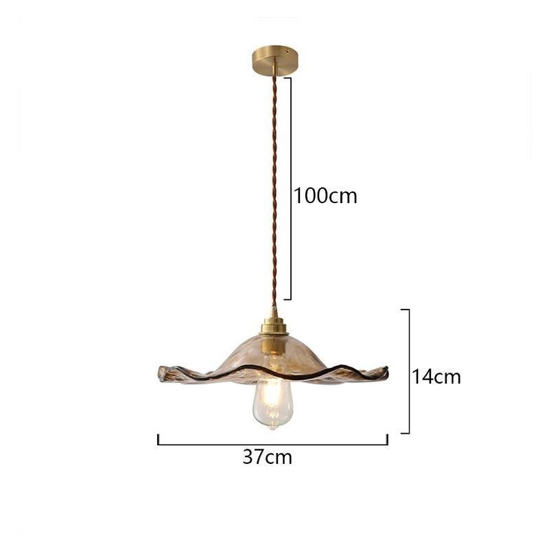 Luminária pendente de vidro com folha de lótus Luminária decorativa criativa