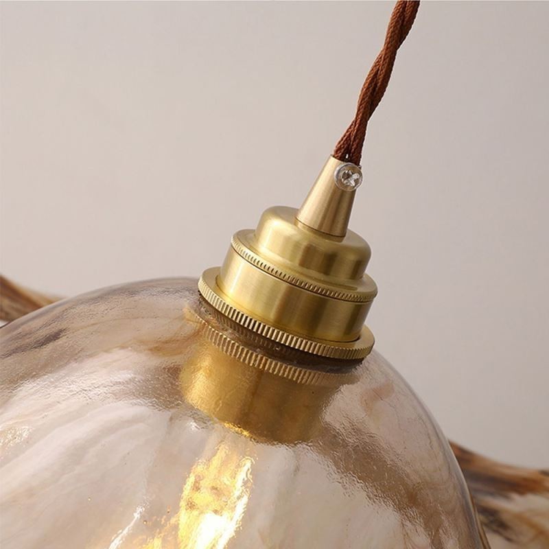 Luminária pendente de vidro com folha de lótus Luminária decorativa criativa