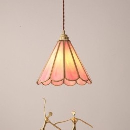 Luminária pendente de vidro estilo japonês, luminária retrô com pétalas