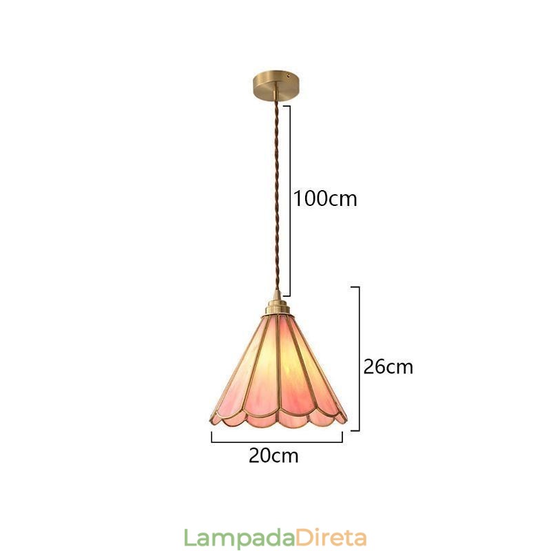 Luminária pendente de vidro estilo japonês, luminária retrô com pétalas