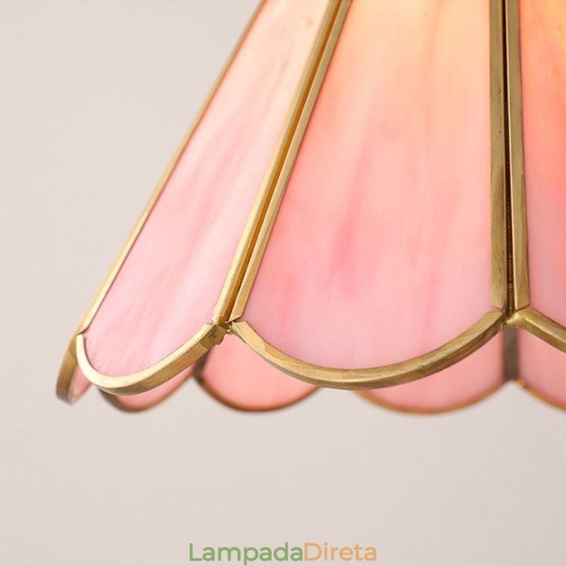 Luminária pendente de vidro estilo japonês, luminária retrô com pétalas