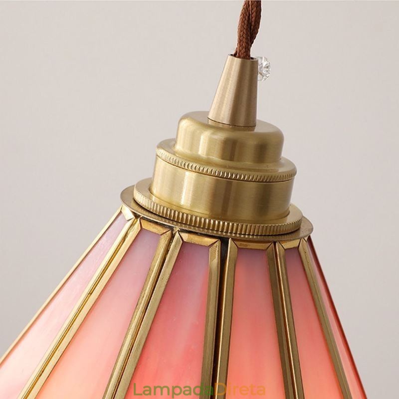 Luminária pendente de vidro estilo japonês, luminária retrô com pétalas