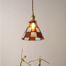 Luminária pendente de vidro retrô em treliça estilo japonês
