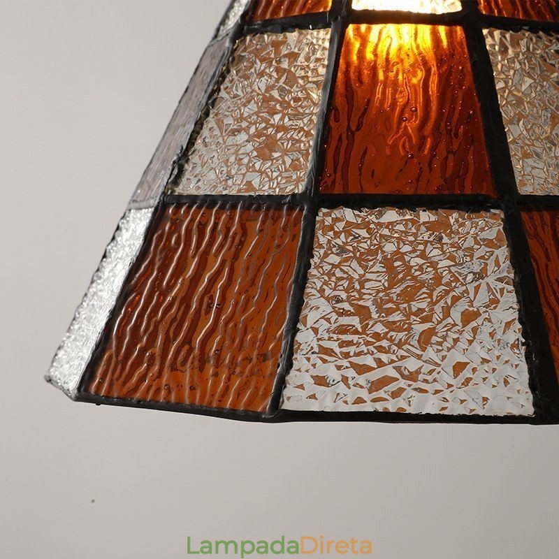 Luminária pendente de vidro retrô em treliça estilo japonês