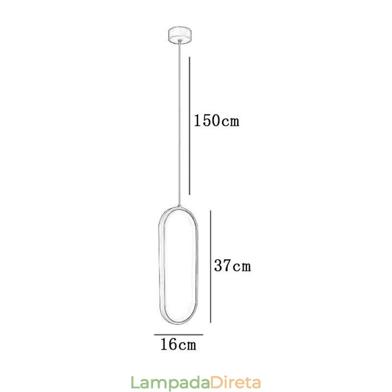 Luminária pendente oval em acrílico decorativa