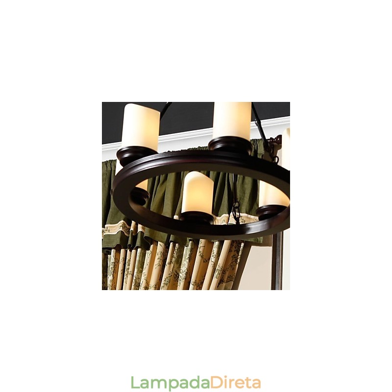 Lustre Vintage 6 Luzes Aço e Vidro