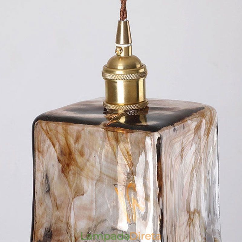 Mini luminária pendente de vidro exclusiva estilo japonês cor âmbar iluminação decorativa