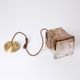 Mini luminária pendente de vidro exclusiva estilo japonês cor âmbar iluminação decorativa