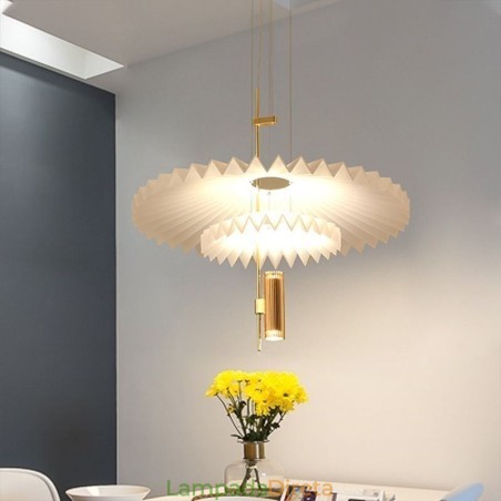 Luminária pendente plissada moderna em acrílico para iluminação decorativa Luminária pendente plissada moderna em acrílico para iluminação decorativa
