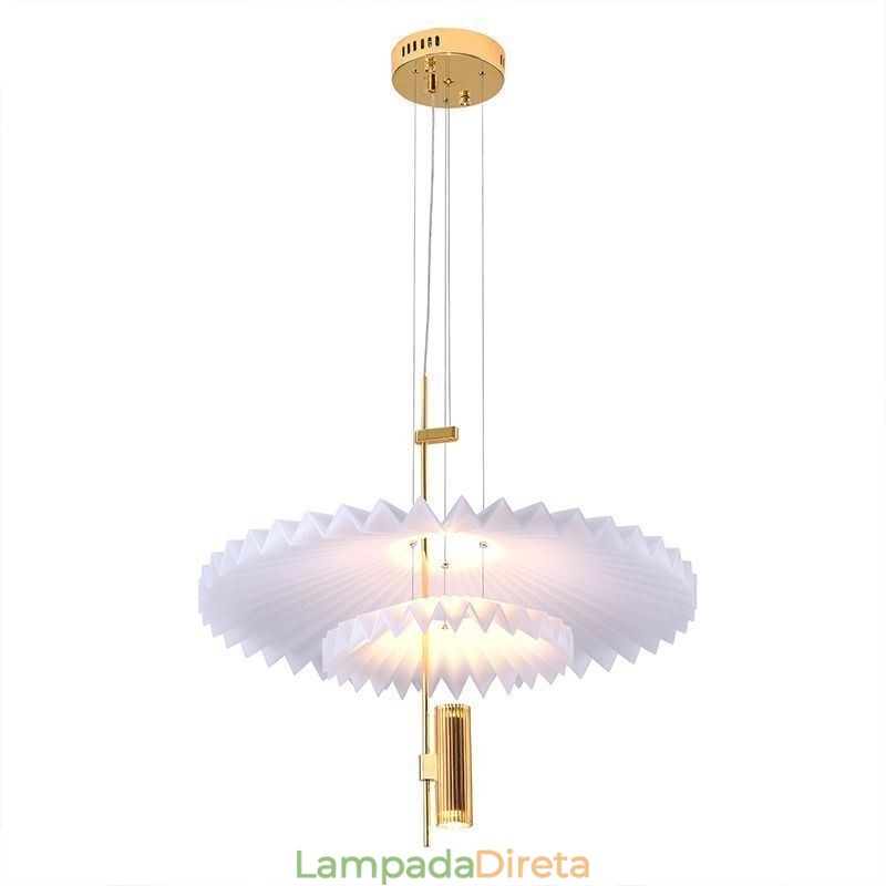 Luminária pendente plissada moderna em acrílico para iluminação decorativa