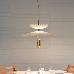 Luminária pendente plissada moderna em acrílico para iluminação decorativa