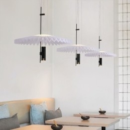 Luminária pendente plissada moderna em acrílico para iluminação decorativa