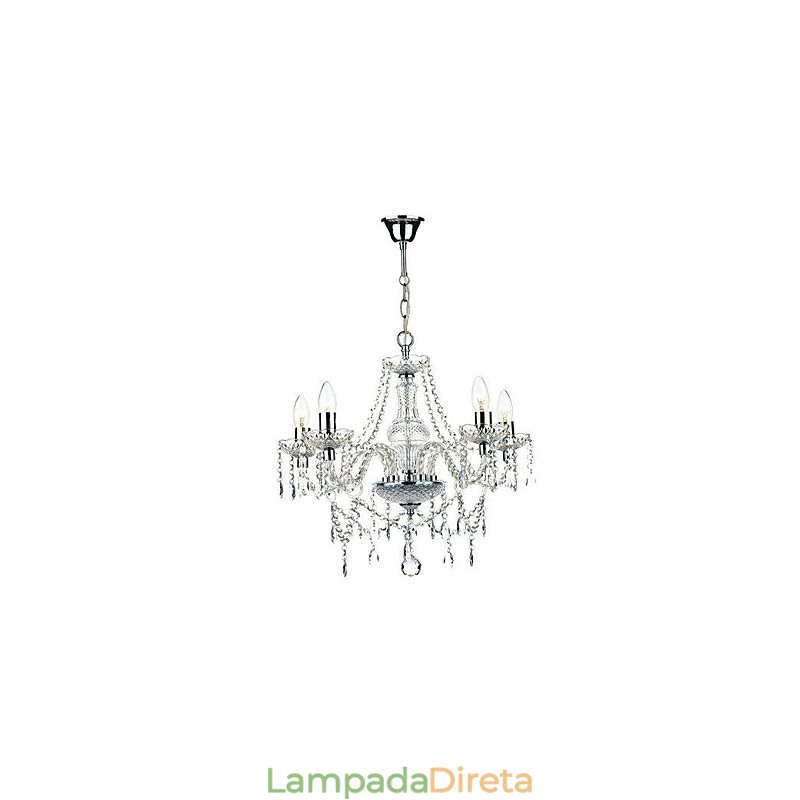 Lustre de cristal cromado clássico tradicional em metal