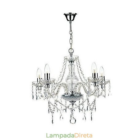 Lustre de cristal cromado clássico tradicional em metal Lustre de cristal cromado clássico tradicional em metal