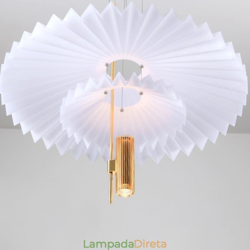 Luminária pendente plissada moderna em acrílico para iluminação decorativa