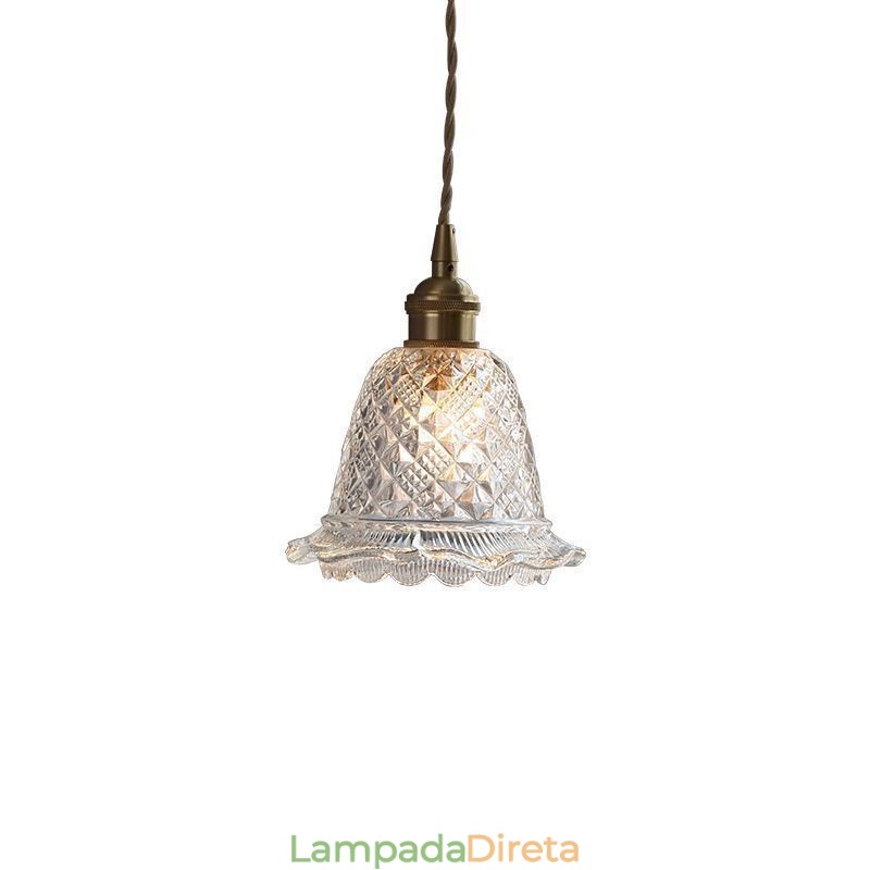Luminária pendente de vidro com flor moderna 1 luminária decorativa