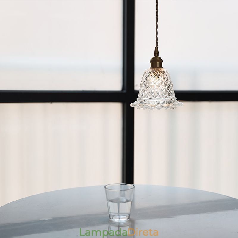 Luminária pendente de vidro com flor moderna 1 luminária decorativa