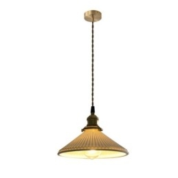 Luminária pendente de cerâmica estilo japonês, luminária pendente retrô plissada
