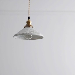 Luminária pendente de cerâmica estilo japonês, luminária pendente retrô plissada