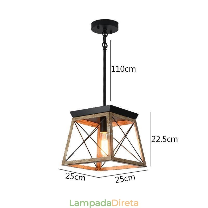 Luminária pendente estilo vintage com luz única