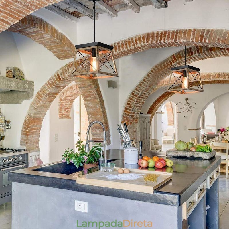 Luminária pendente estilo vintage com luz única