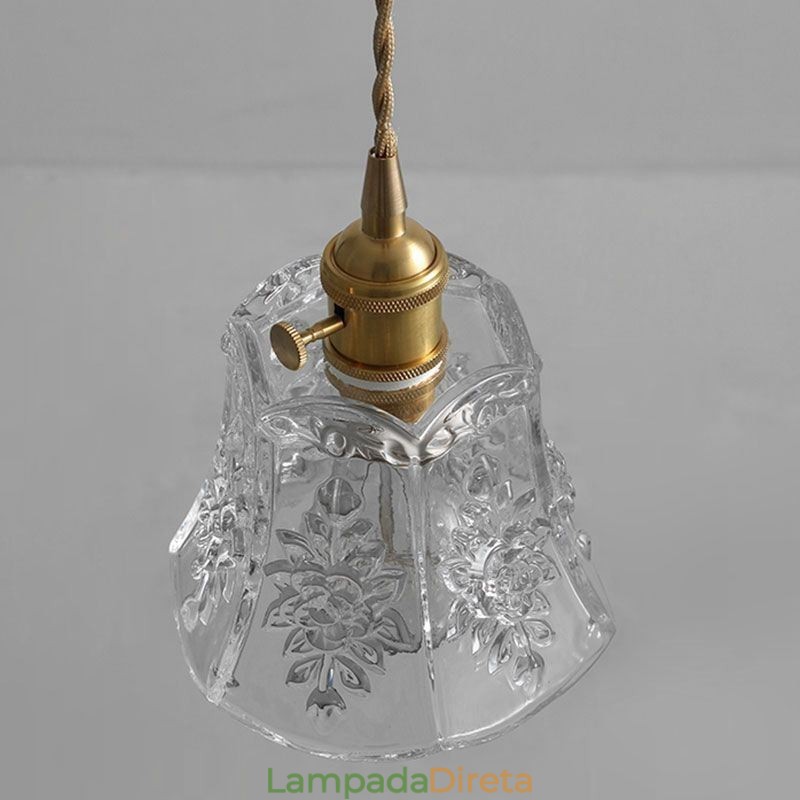 Luminária pendente de flor Luminária decorativa minimalista de vidro