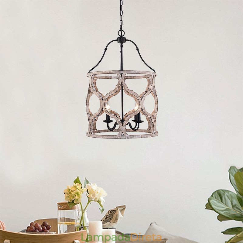Luminária pendente estilo vintage com 4 lanternas