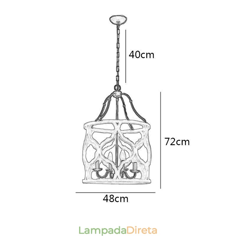 Luminária pendente estilo vintage com 4 lanternas