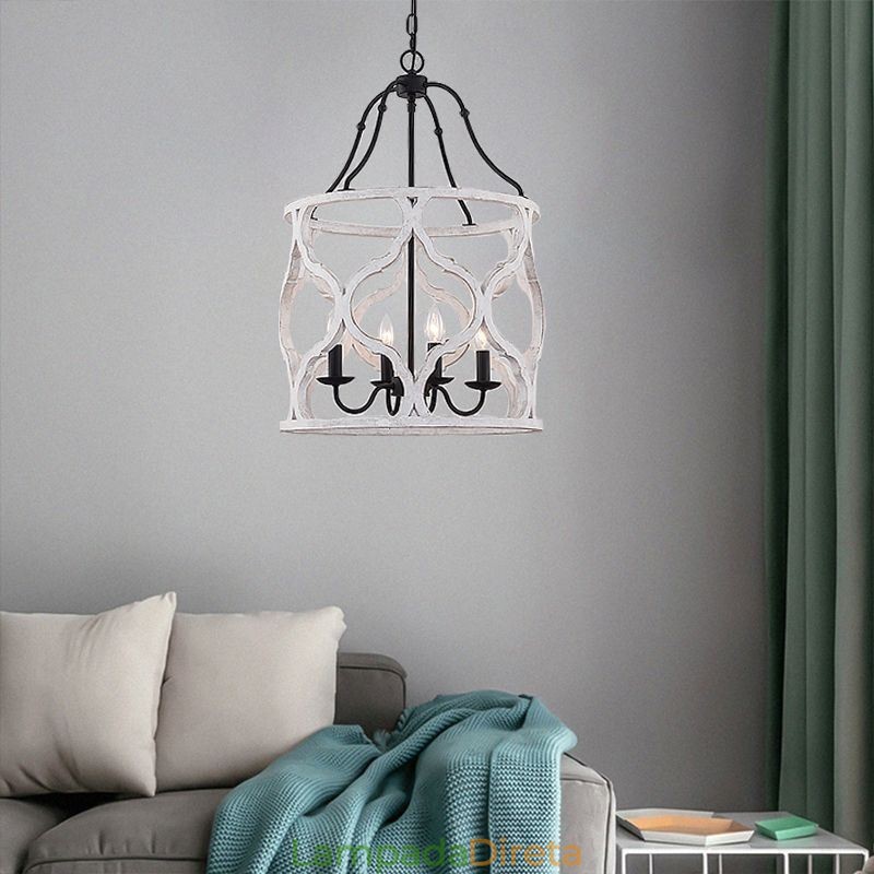 Luminária pendente estilo vintage com 4 lanternas