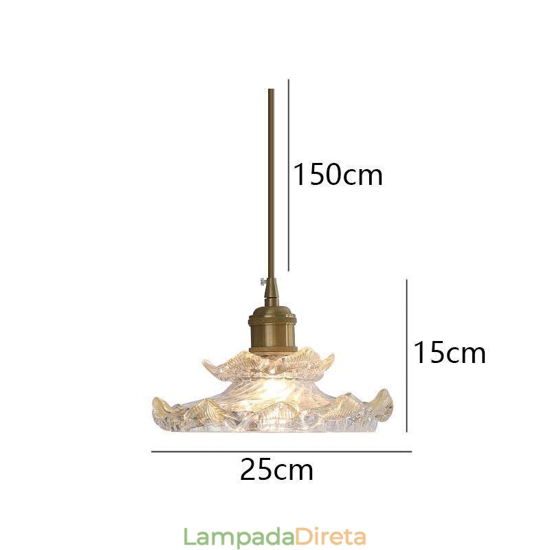 Luminária pendente de vidro estilo japonês Luminária pendente de vidro lótus