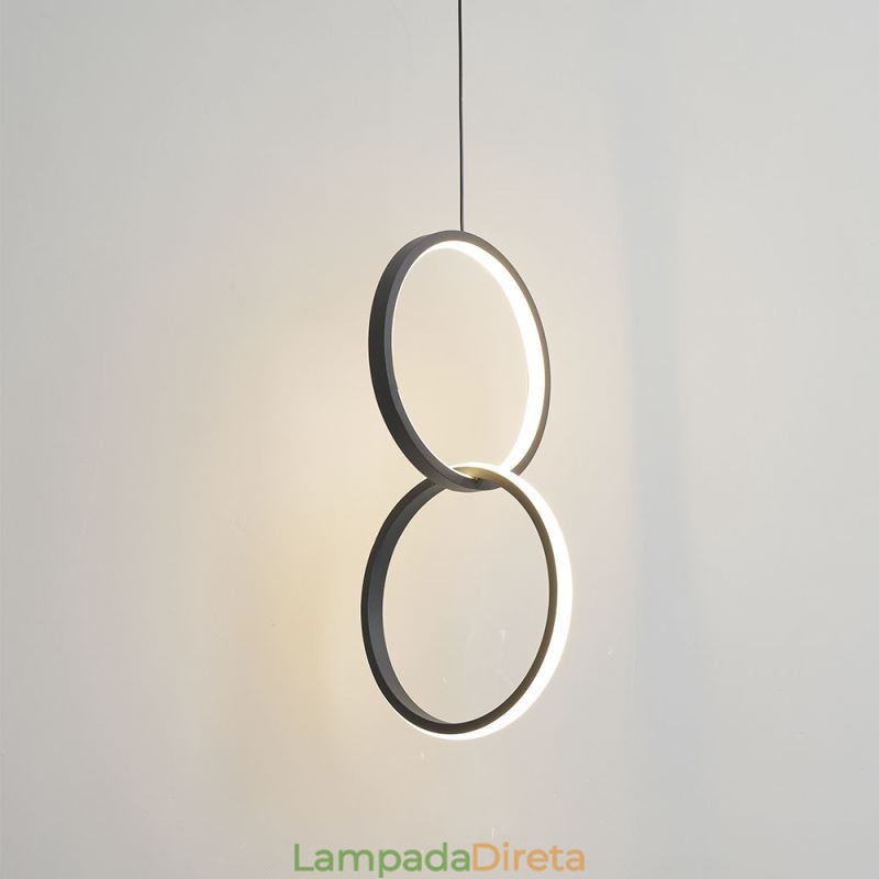 Luminária pendente de anel duplo mimimalista