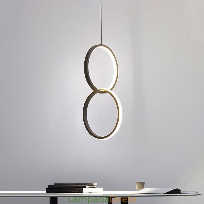 Luminária pendente de anel duplo mimimalista