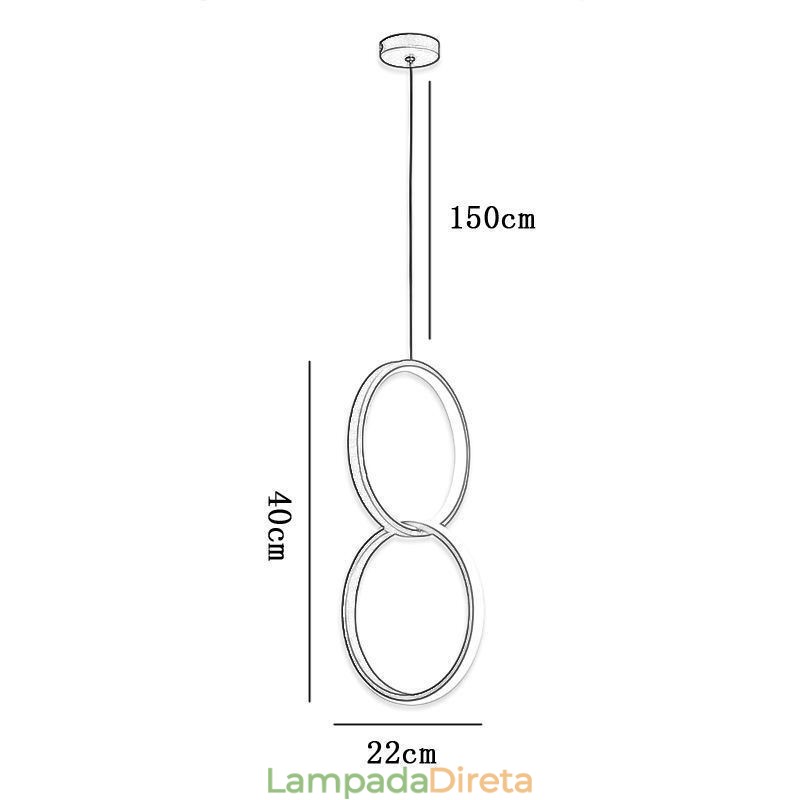 Luminária pendente de anel duplo mimimalista