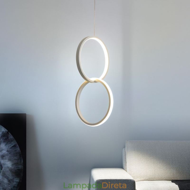 Luminária pendente de anel duplo mimimalista