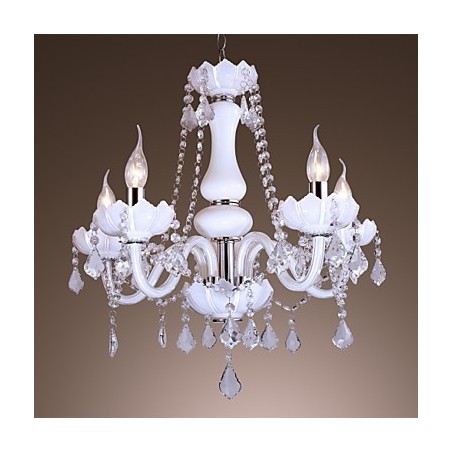 Elegante lustre de cristal com 5 luzes em branco Elegante lustre de cristal com 5 luzes em branco
