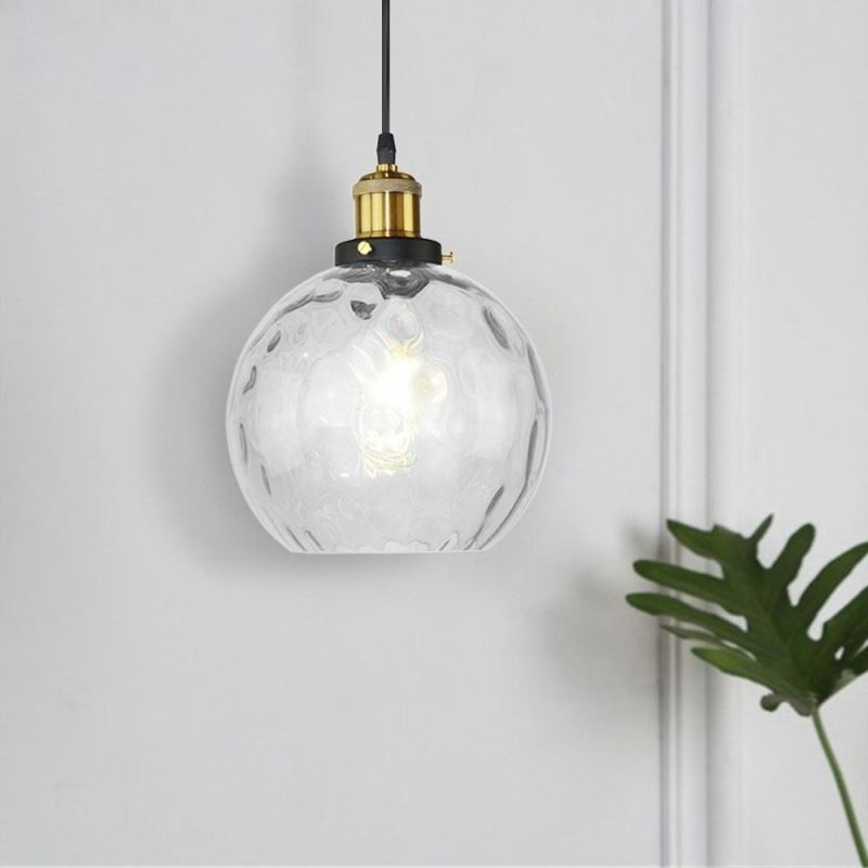 Luminária pendente de vidro contemporânea redonda com padrão aquático Luminária pendente de vidro