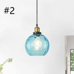 Luminária pendente de vidro contemporânea redonda com padrão aquático Luminária pendente de vidro