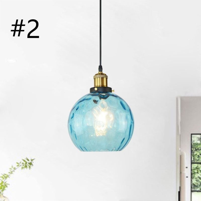 Luminária pendente de vidro contemporânea redonda com padrão aquático Luminária pendente de vidro