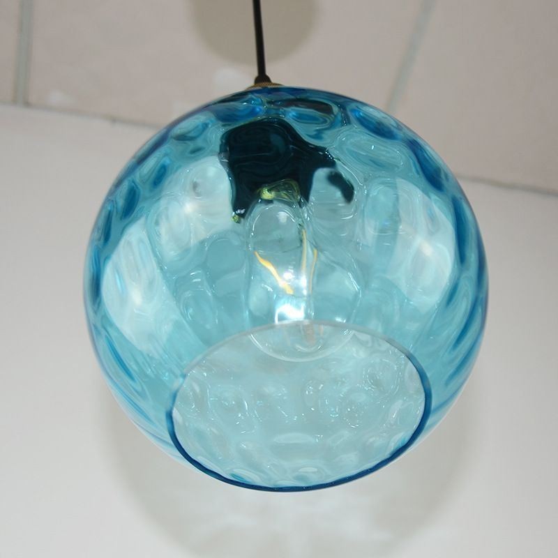 Luminária pendente de vidro contemporânea redonda com padrão aquático Luminária pendente de vidro
