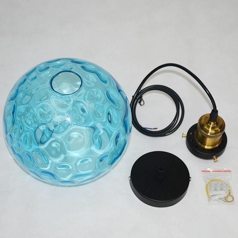 Luminária pendente de vidro contemporânea redonda com padrão aquático Luminária pendente de vidro