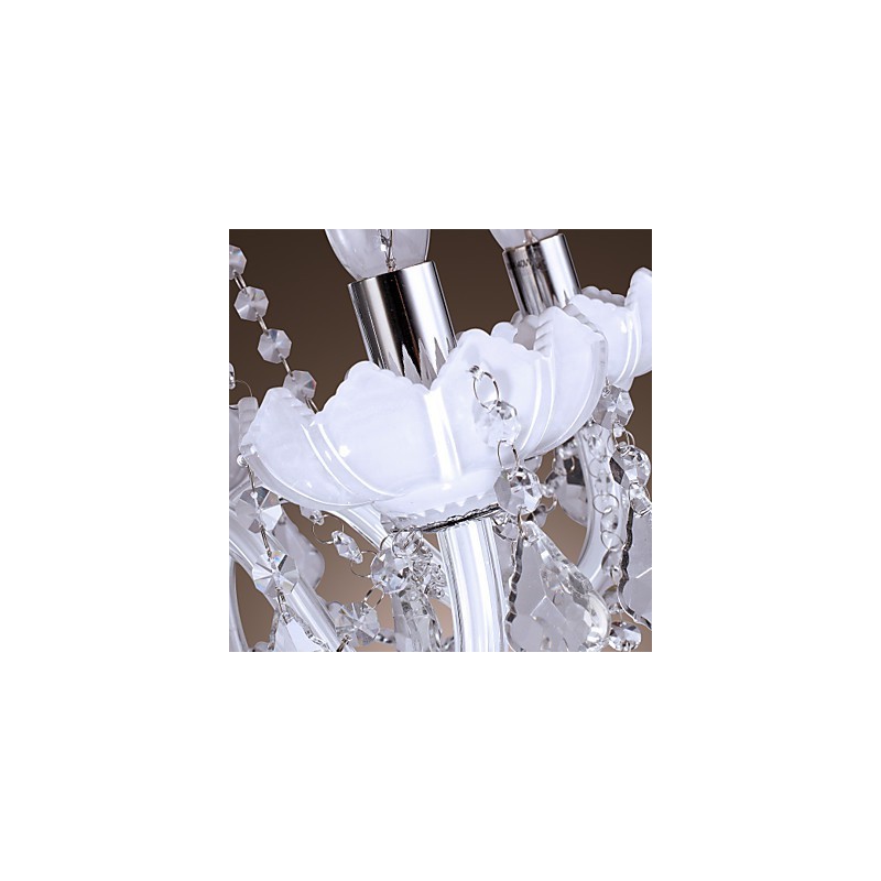 Elegante lustre de cristal com 5 luzes em branco