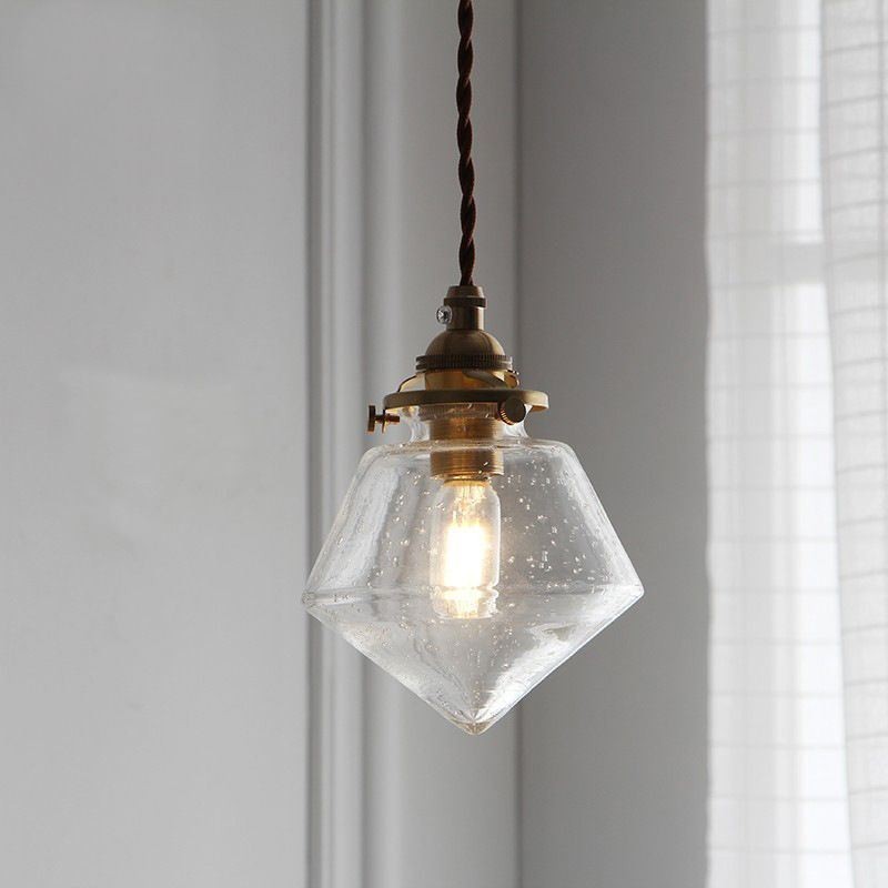 1 Luminária pendente de vidro com diamante e bolha de vidro