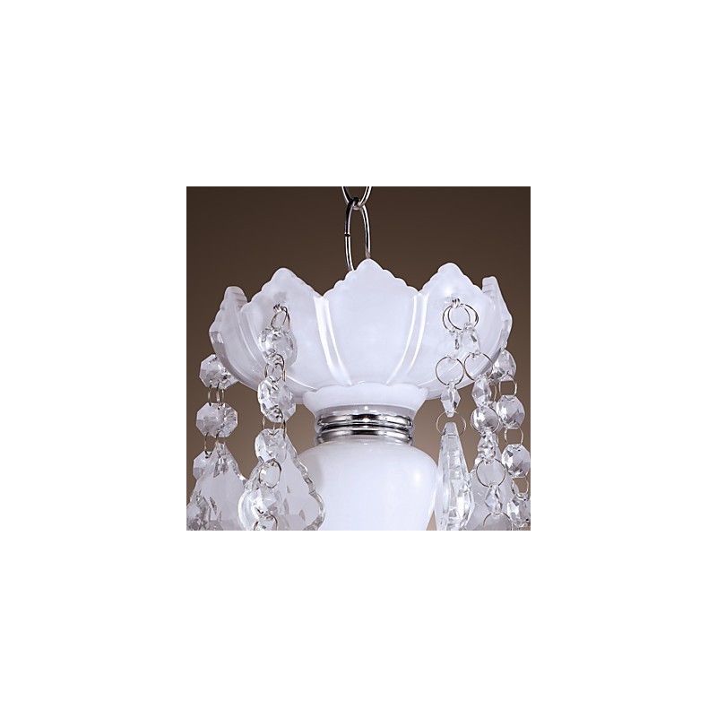 Elegante lustre de cristal com 5 luzes em branco